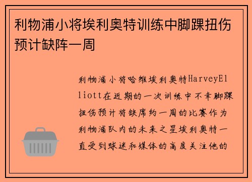 利物浦小将埃利奥特训练中脚踝扭伤预计缺阵一周 利物浦小将埃利奥特训练中脚踝扭伤预计缺阵一周